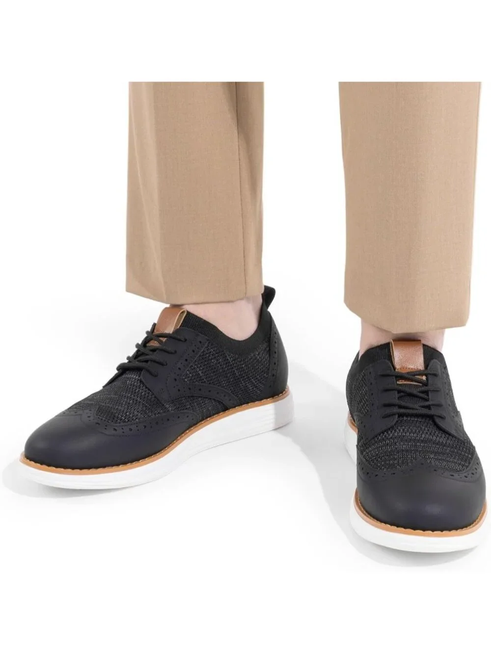 Men's Black Knit Mesh Dress Sneakers Lace Up Casual Walking Oxford Shoes